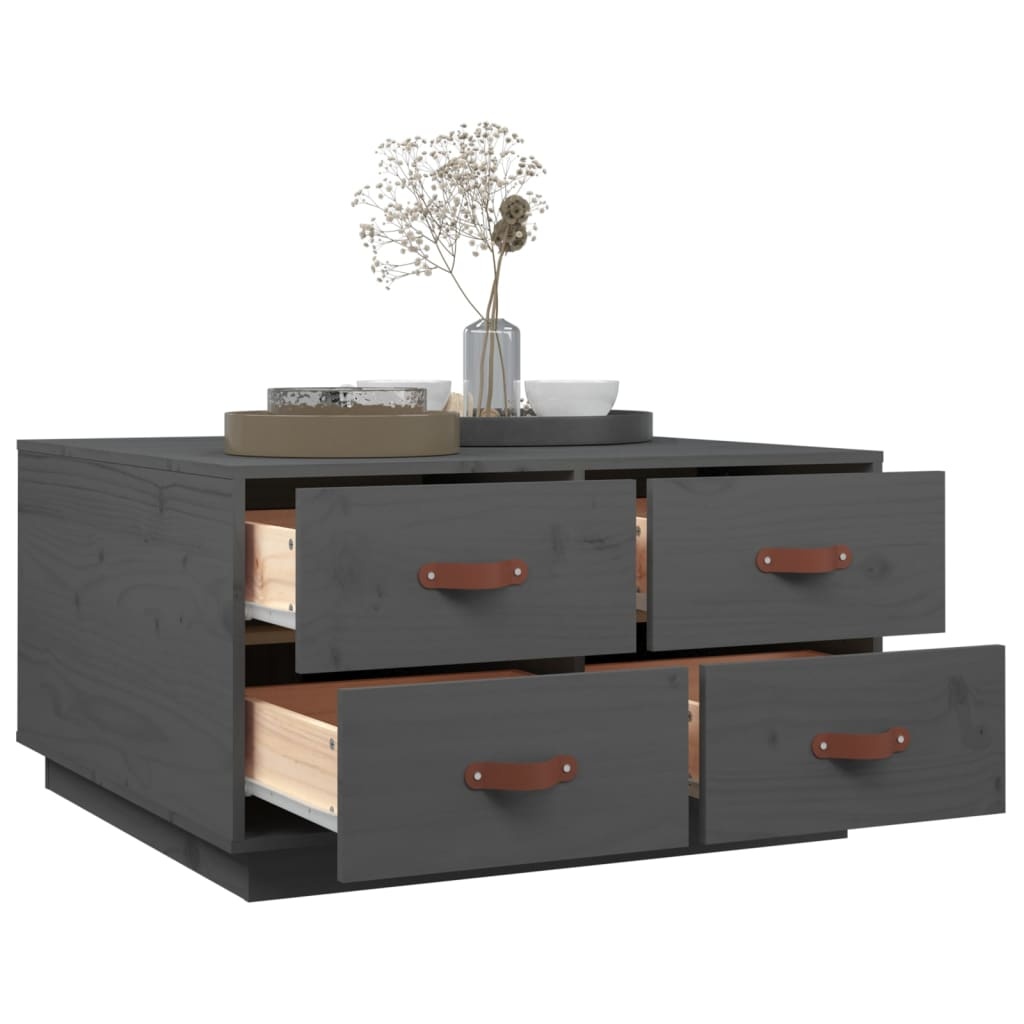 VidaXL Salontafel 80x80x45 cm massief grenenhout grijs