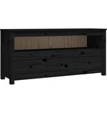 VidaXL Tv-meubel 114x35x52 cm massief grenenhout zwart