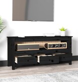 VidaXL Tv-meubel 114x35x52 cm massief grenenhout zwart