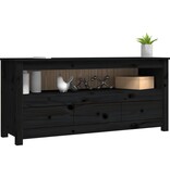 VidaXL Tv-meubel 114x35x52 cm massief grenenhout zwart