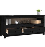 VidaXL Tv-meubel 114x35x52 cm massief grenenhout zwart