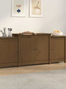 VidaXL Dressoir 164x37x68 cm massief grenenhout honingbruin