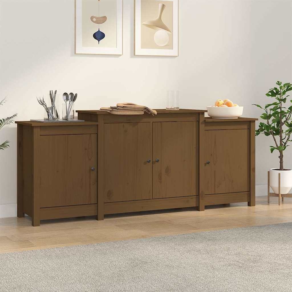 VidaXL Dressoir 164x37x68 cm massief grenenhout honingbruin