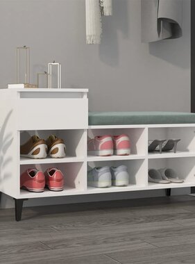 VidaXL Schoenenkast 102x36x60 cm bewerkt hout hoogglans wit