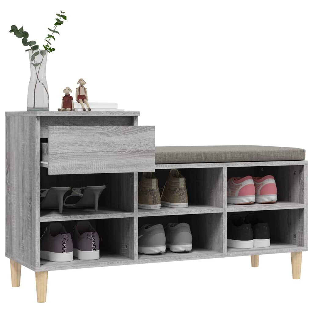 VidaXL Schoenenkast 102x36x60 cm bewerkt hout sonoma grijs