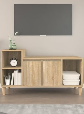VidaXL Tv-meubel 100x35x55 cm bewerkt hout sonoma eikenkleurig
