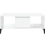 VidaXL Salontafel 90x50x36,5 cm bewerkt hout hoogglans wit