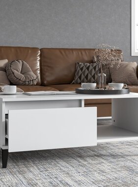 VidaXL Salontafel 90x50x36,5 cm bewerkt hout wit