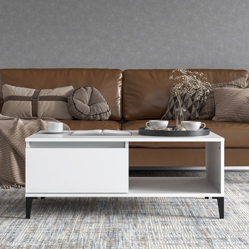 VidaXL Salontafel 90x50x36,5 cm bewerkt hout wit