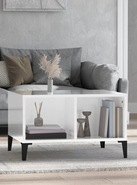 VidaXL Salontafel 60x50x36,5 cm bewerkt hout hoogglans wit