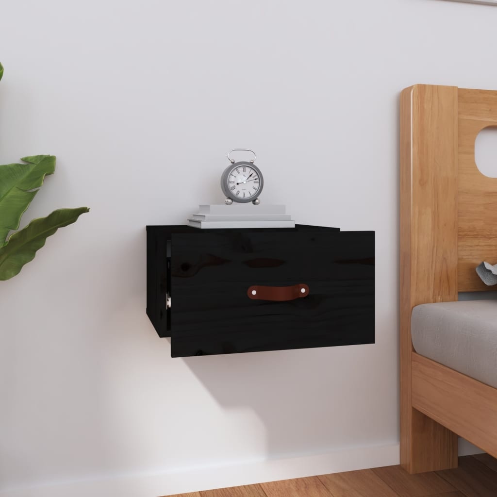 VidaXL Nachtkastje wandgemonteerd 40x29,5x22 cm zwart