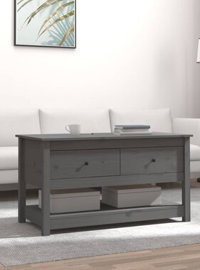 VidaXL Salontafel 102x49x55 cm massief grenenhout grijs