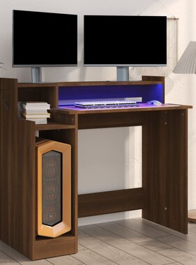 VidaXL Bureau met LED-verlichting 97x45x90 cm hout bruin eikenkleur