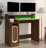 VidaXL Bureau met LED-verlichting 97x45x90 cm hout bruin eikenkleur