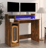 VidaXL Bureau met LED-verlichting 97x45x90 cm hout gerookt eikenkleur