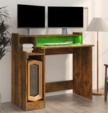 VidaXL Bureau met LED-verlichting 97x45x90 cm hout gerookt eikenkleur