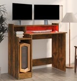 VidaXL Bureau met LED-verlichting 97x45x90 cm hout gerookt eikenkleur