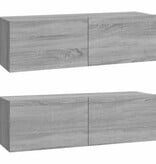 VidaXL Tv-wandmeubels 2 st 100x30x30 cm hout grijs sonoma eikenkleurig