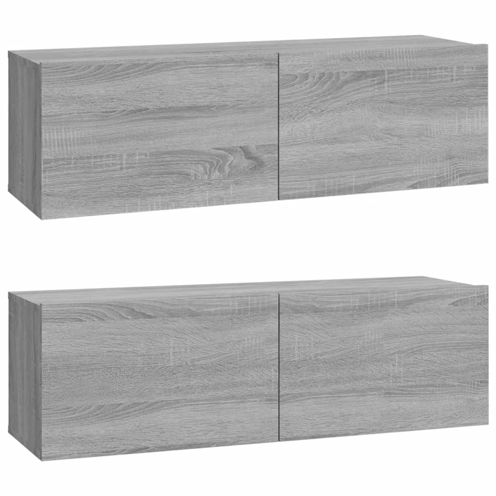 VidaXL Tv-wandmeubels 2 st 100x30x30 cm hout grijs sonoma eikenkleurig