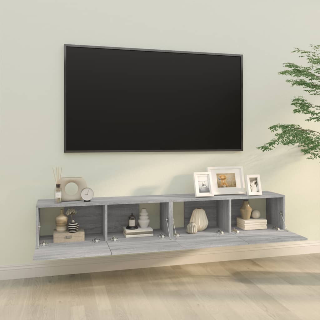 VidaXL Tv-wandmeubels 2 st 100x30x30 cm hout grijs sonoma eikenkleurig