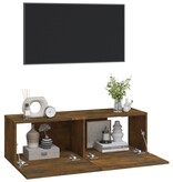 VidaXL Tv-wandmeubels 2 st 100x30x30 cm bewerkt hout gerookt eiken