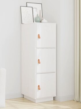 VidaXL Hoge kast 34x40x108,5 cm massief grenenhout wit