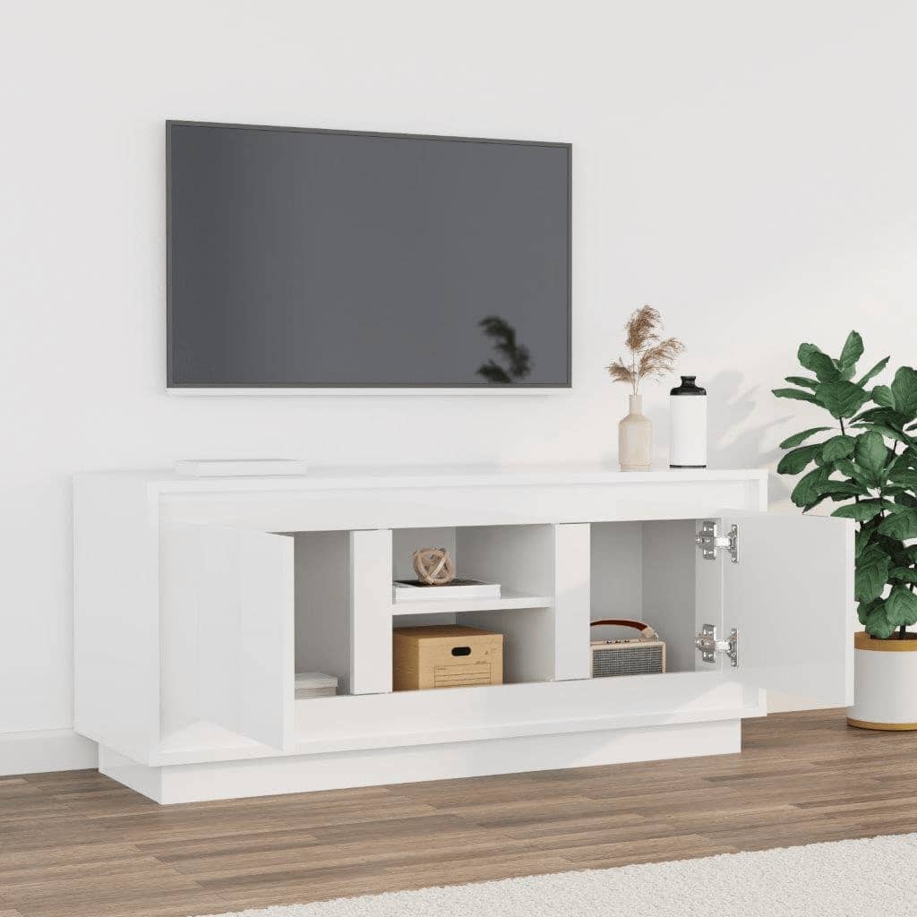 VidaXL Tv-meubel 102x35x45 cm bewerkt hout hoogglans wit