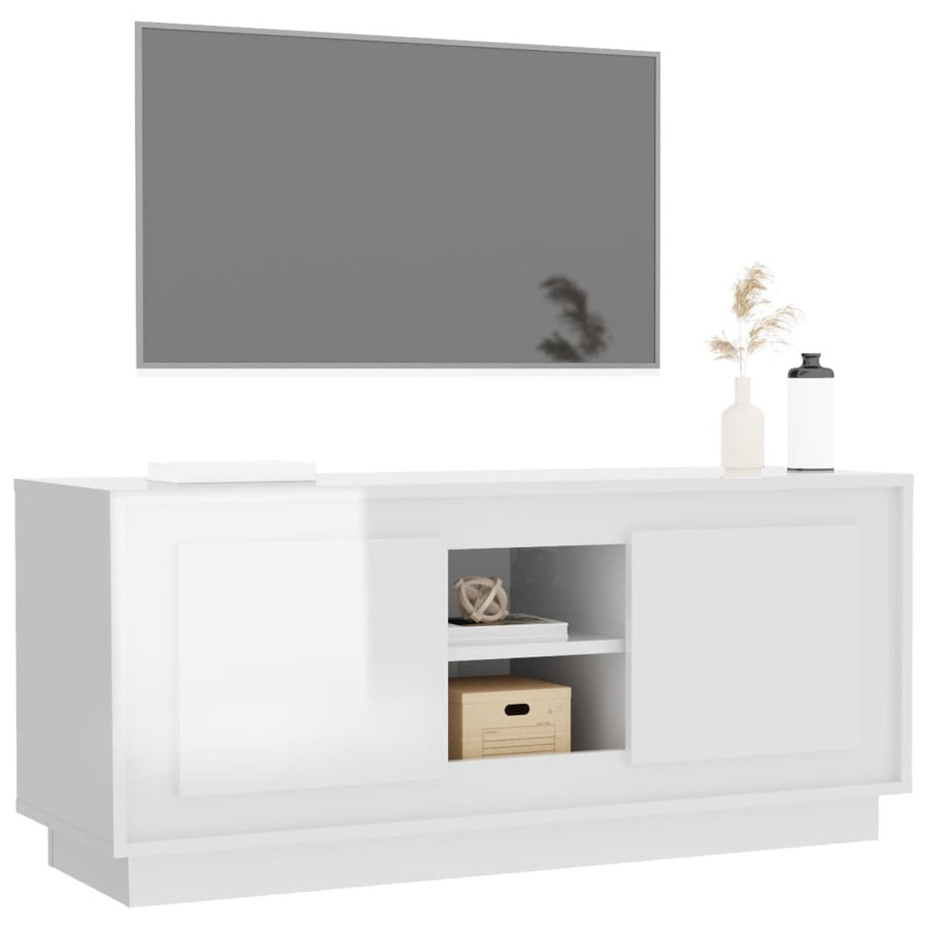 VidaXL Tv-meubel 102x35x45 cm bewerkt hout hoogglans wit