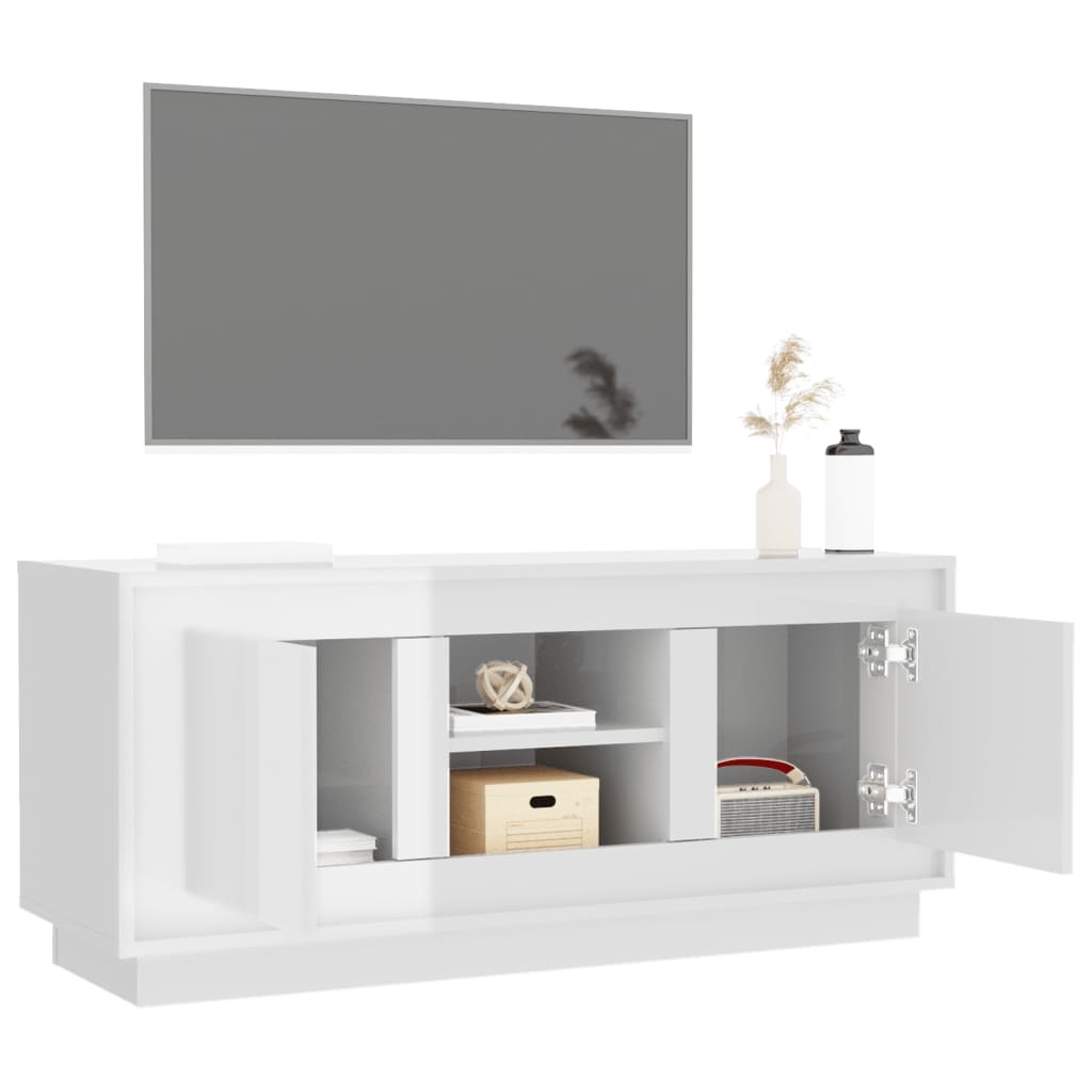 VidaXL Tv-meubel 102x35x45 cm bewerkt hout hoogglans wit