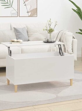VidaXL Salontafel 90x44,5x45 cm bewerkt hout hoogglans wit