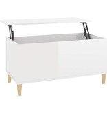 VidaXL Salontafel 90x44,5x45 cm bewerkt hout hoogglans wit