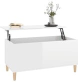 VidaXL Salontafel 90x44,5x45 cm bewerkt hout hoogglans wit