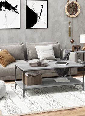 VidaXL Salontafel 80x50x40 cm bewerkt hout grijs sonoma eiken