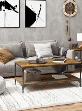 VidaXL Salontafel 80x50x40 cm bewerkt hout gerookt eikenkleurig