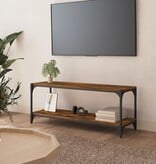 VidaXL Tv-meubel 100x33x41 cm bewerkt hout en staal gerookt eikenkleur