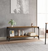 VidaXL Tv-meubel 100x33x41 cm bewerkt hout en staal gerookt eikenkleur