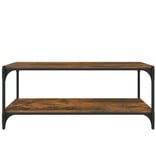 VidaXL Tv-meubel 100x33x41 cm bewerkt hout en staal gerookt eikenkleur