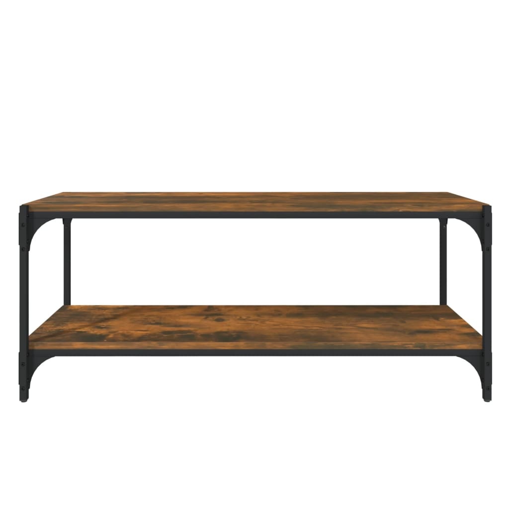 VidaXL Tv-meubel 100x33x41 cm bewerkt hout en staal gerookt eikenkleur