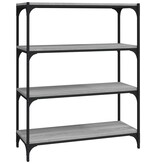 VidaXL Boekenkast 80x33x100 cm hout en staal grijs sonoma eikenkleur