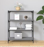 VidaXL Boekenkast 80x33x100 cm hout en staal grijs sonoma eikenkleur