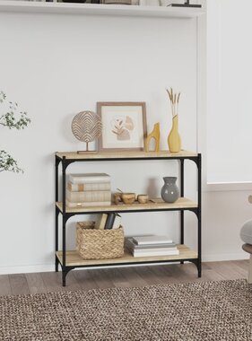 VidaXL Boekenkast 80x33x70,5 cm hout en staal sonoma eikenkleur