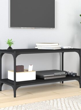 VidaXL Tv-meubel 80x33x41 cm bewerkt hout en staal zwart
