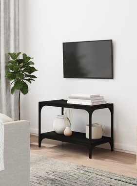 VidaXL Tv-meubel 60x33x41 cm bewerkt hout en staal zwart