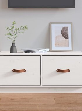 VidaXL Tv-meubel 80x34x35 cm massief grenenhout wit