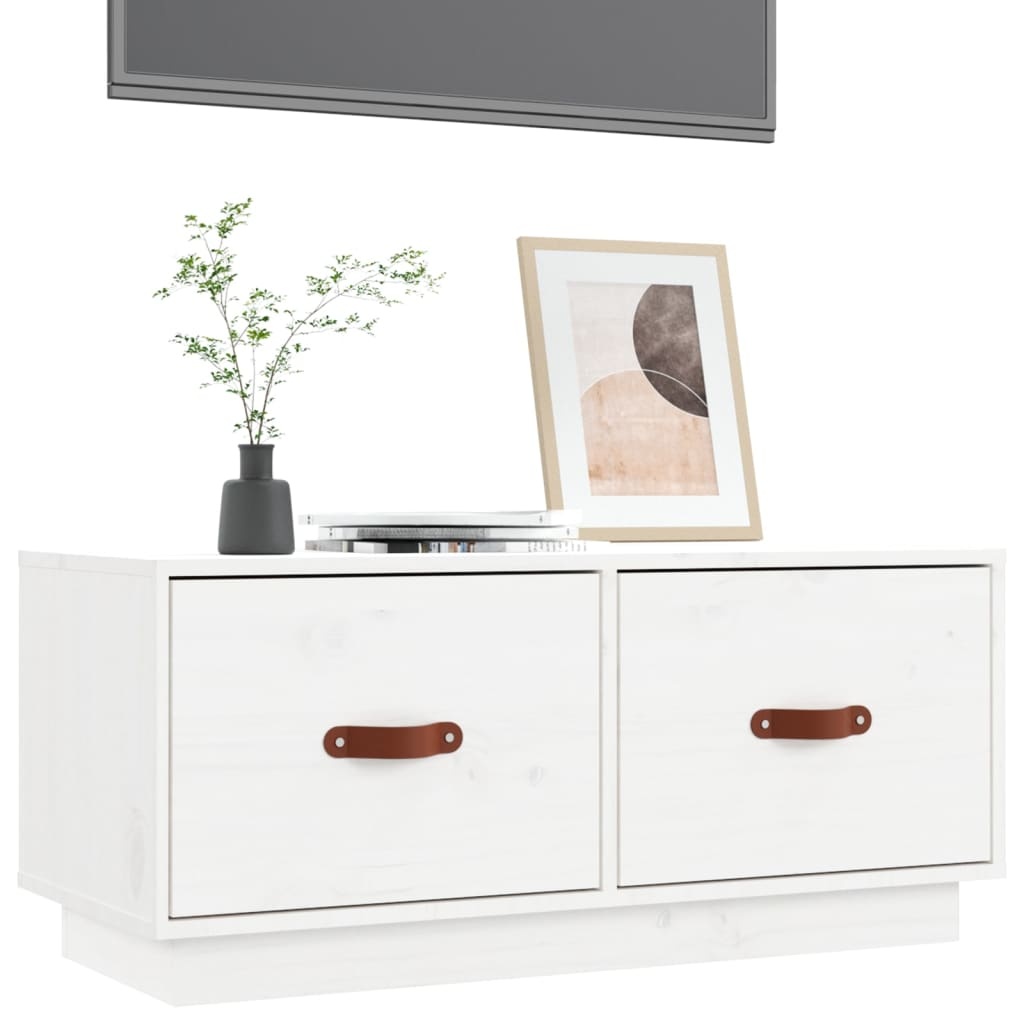 VidaXL Tv-meubel 80x34x35 cm massief grenenhout wit