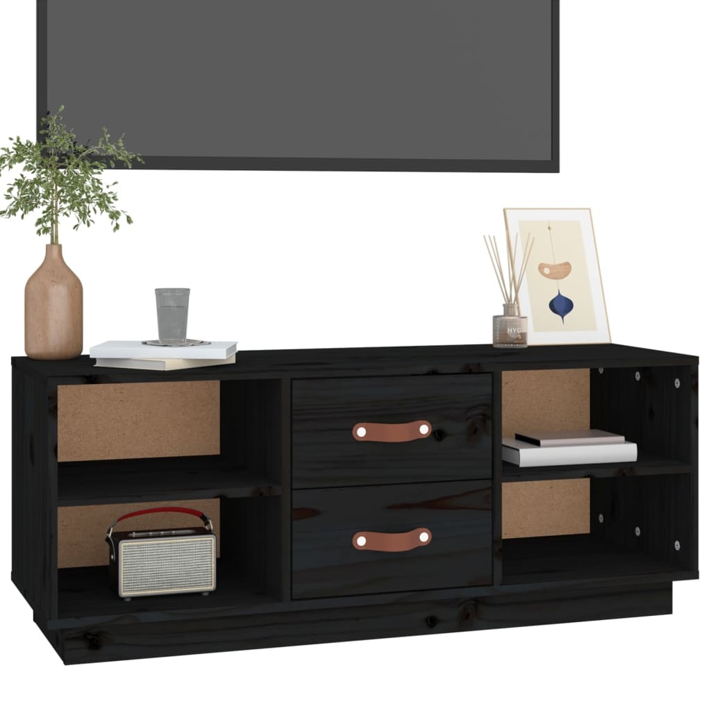 VidaXL Tv-meubel 100x34x40 cm massief grenenhout zwart