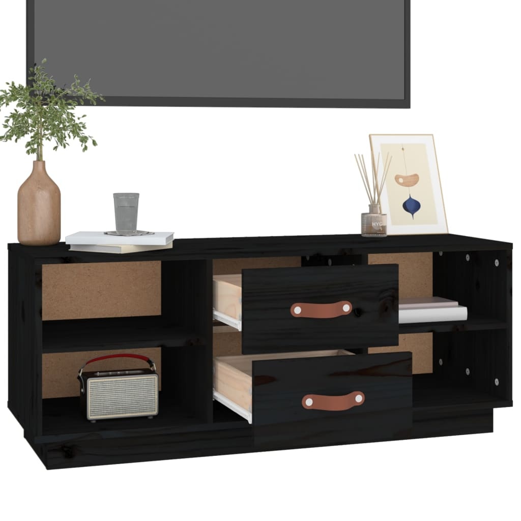 VidaXL Tv-meubel 100x34x40 cm massief grenenhout zwart