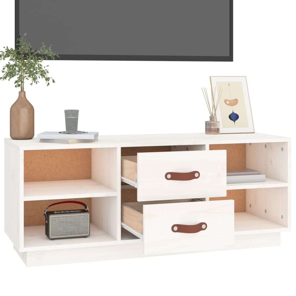 VidaXL Tv-meubel 100x34x40 cm massief grenenhout wit