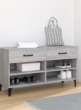 VidaXL Schoenenkast 102x35x55 cm bewerkt hout grijs sonoma eikenkleur