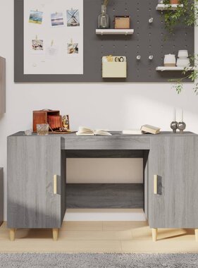 VidaXL Bureau 140x50x75 cm bewerkt hout grijs sonoma eikenkleurig